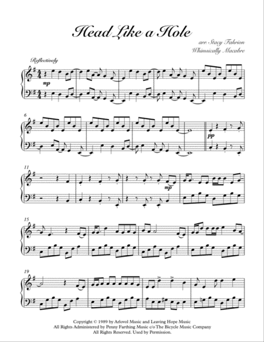 Head Like A Hole Piano Solo scores gallery preview page 1