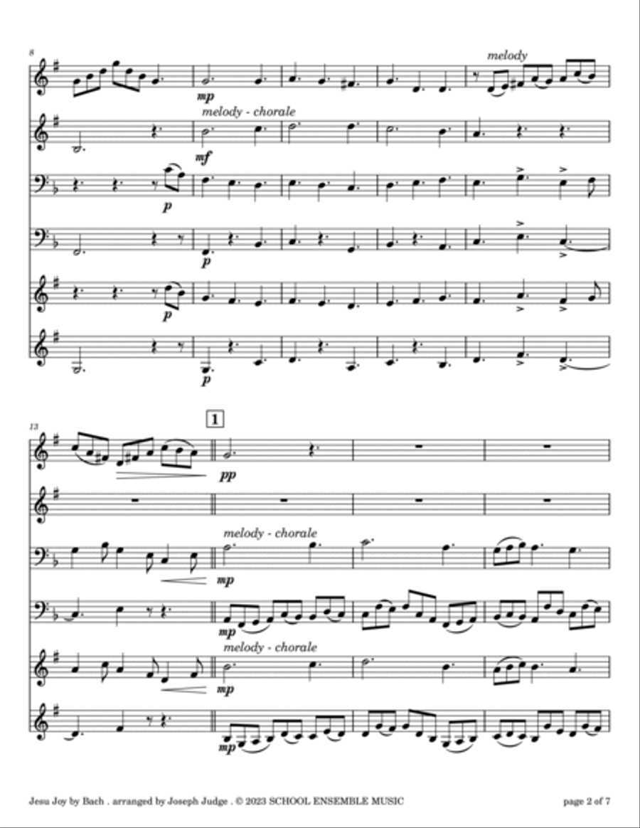 Jesu Joy by Bach for Brass Quartet in Schools Brass Quartet scores gallery preview page 2