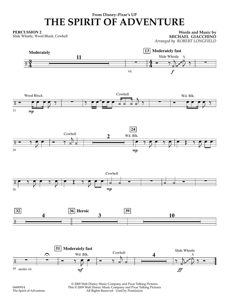The Spirit Of Adventure (from Up) - Percussion 2 Orchestra scores gallery preview page 1