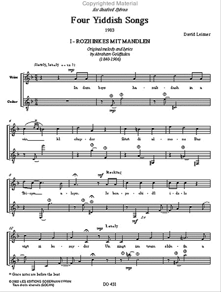 Four Yiddish Songs Four Yiddish Songs Classical Guitar scores gallery preview page 2