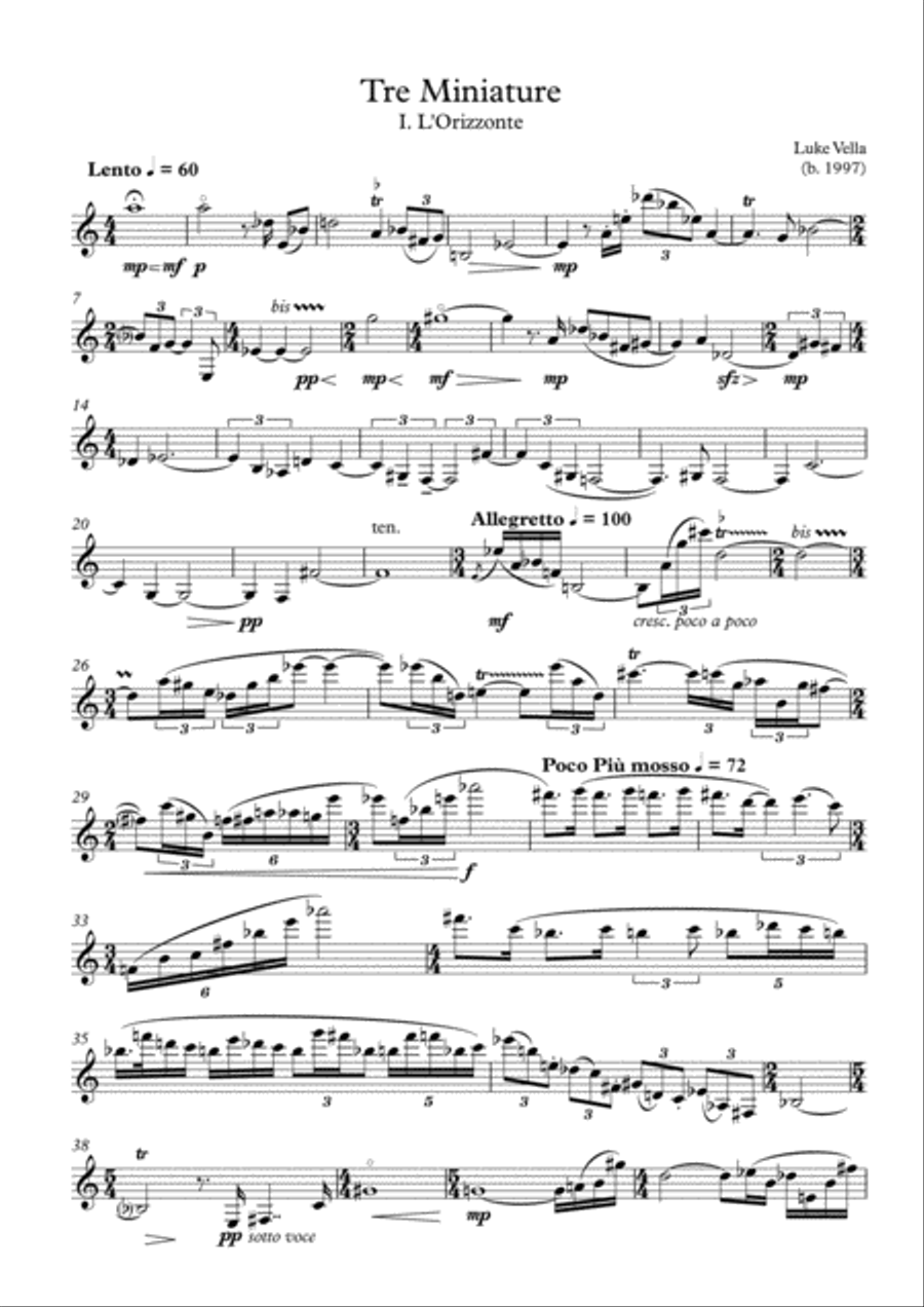 Tre Miniature Clarinet Solo scores gallery preview page 1