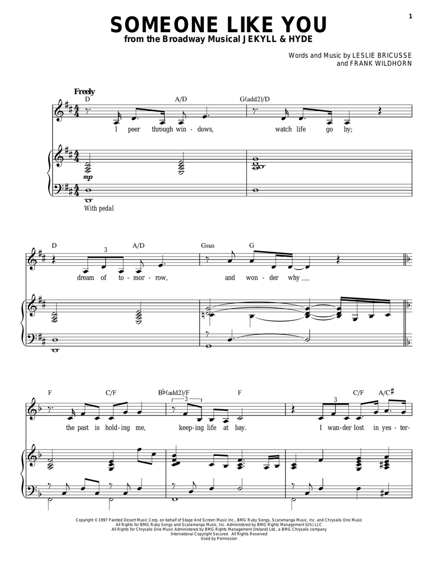 Someone Like You Piano, Vocal scores gallery preview page 1