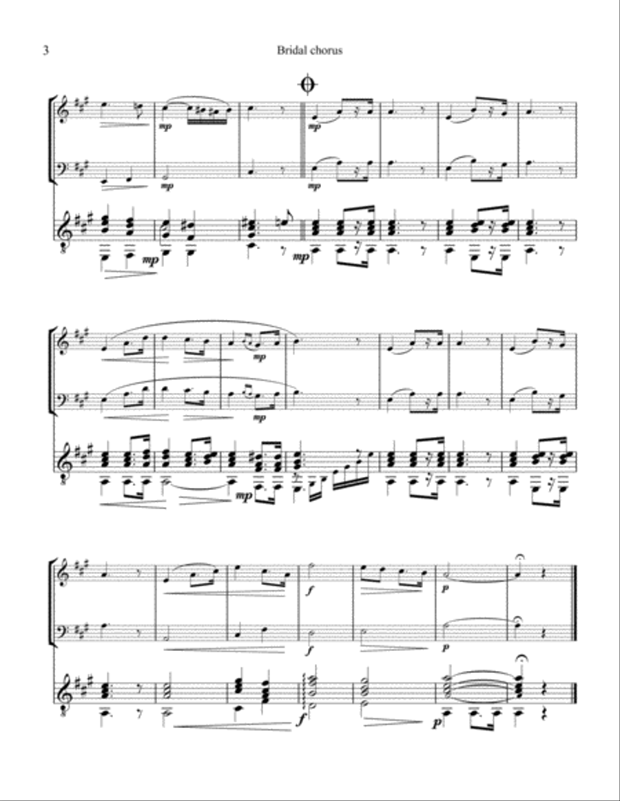 Bridal Chorus / Here Comes the Bride! for violin, cello and guitar Small Ensemble scores gallery preview page 4