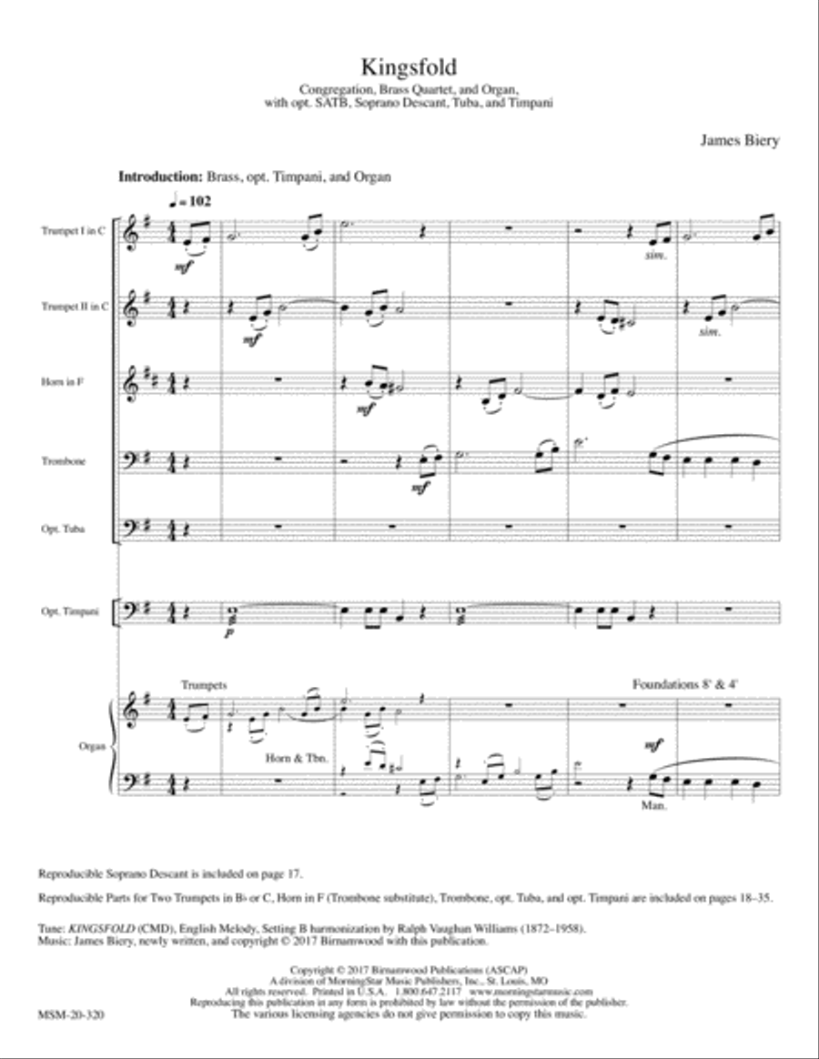 Festival Hymn Setting on Kingsfold 4-Part scores gallery preview page 1
