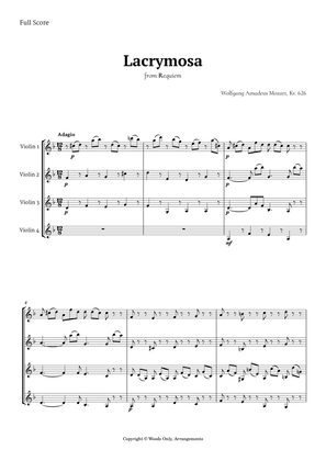 Lacrymosa by Mozart for Violin Quartet