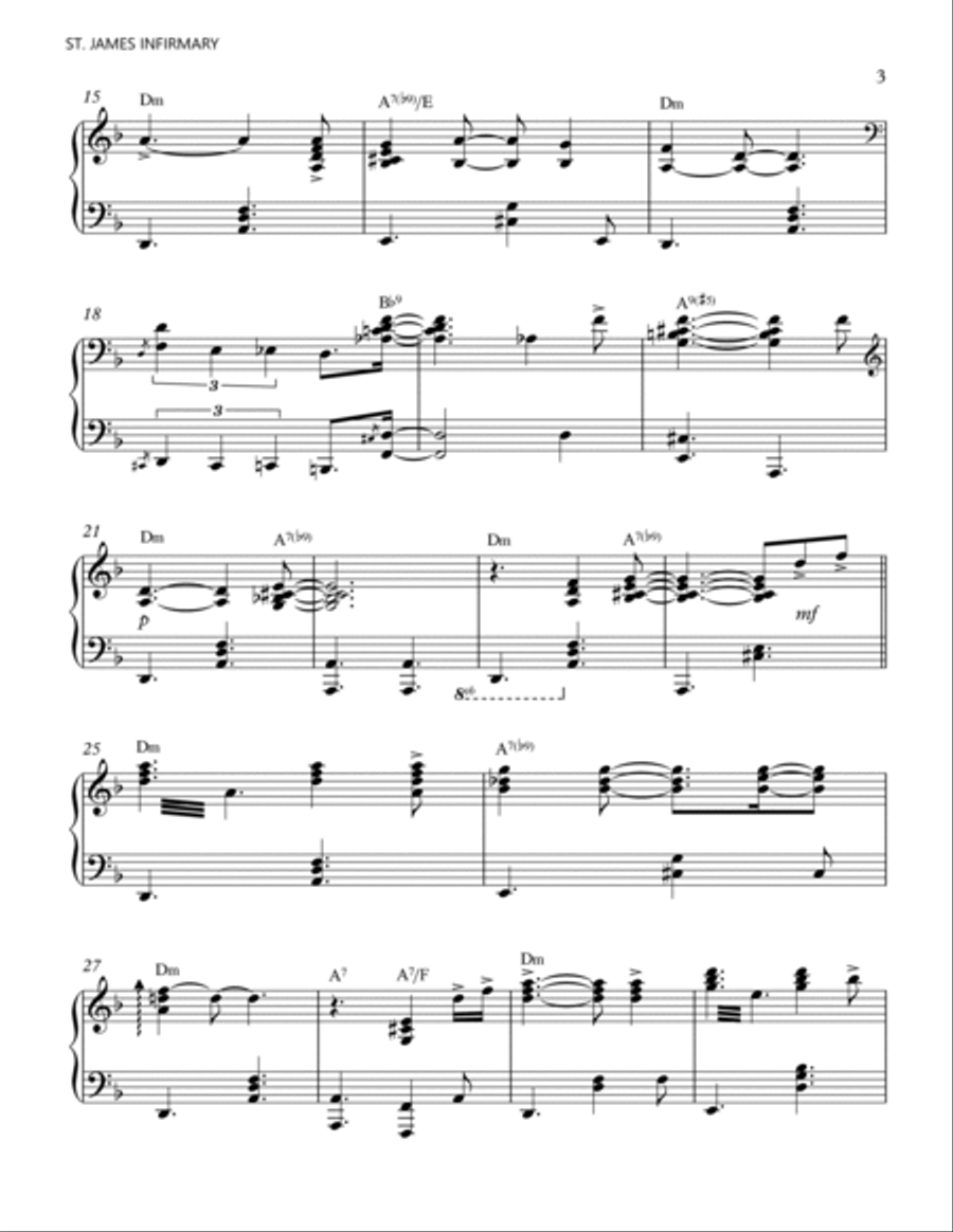 St. James Infirmary Piano Solo scores gallery preview page 3