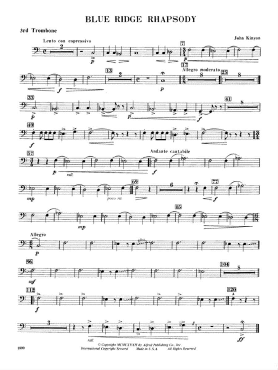 Blue Ridge Rhapsody: 3rd Trombone Concert Band scores gallery preview page 1