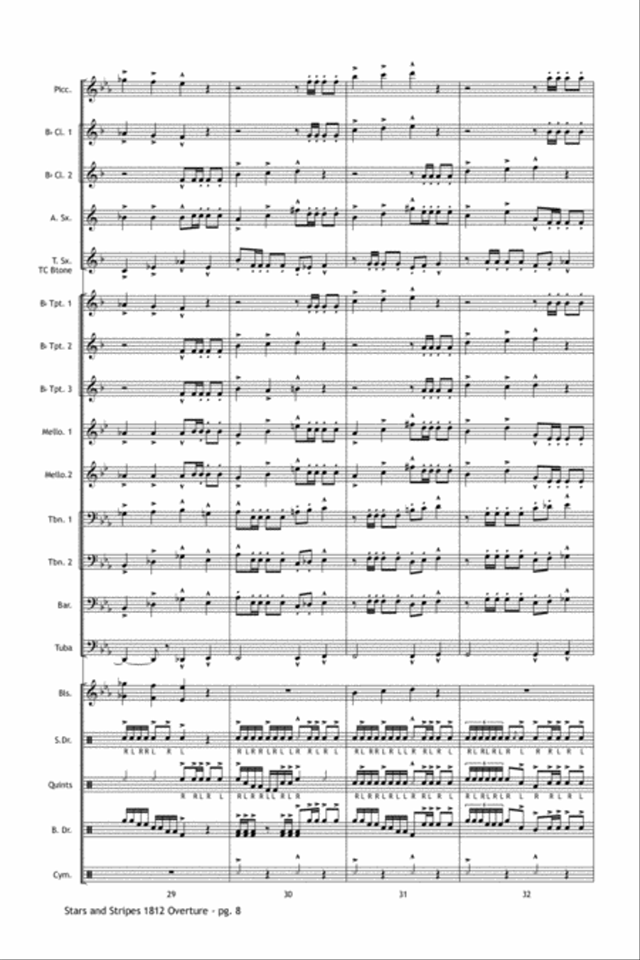 Stars and Stripes 1812 Overture Marching Band scores gallery preview page 9