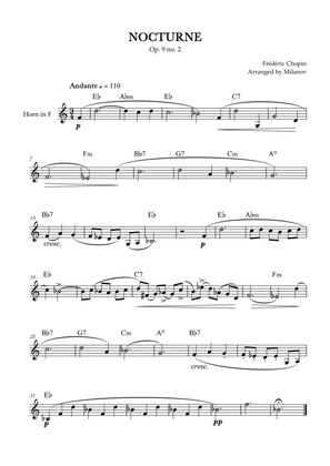 Book cover for Chopin Nocturne op. 9 no. 2 | Horn in F | E-flat Major | Chords | Easy beginner