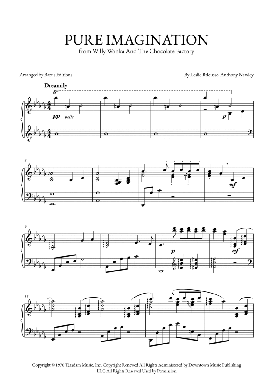 Pure Imagination Piano Solo scores gallery preview page 1