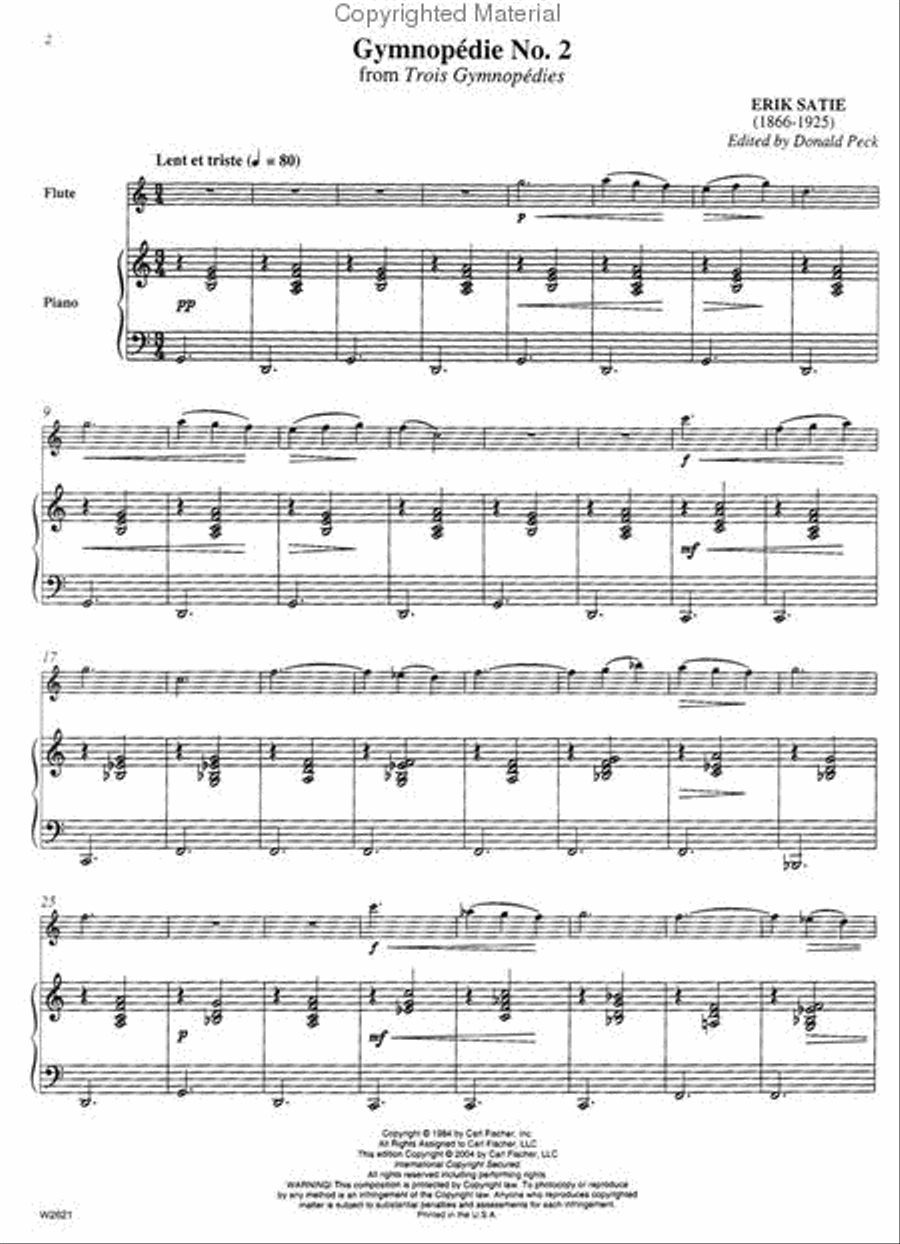 Gymnopédie No. 2 Flute Solo scores gallery preview page 2