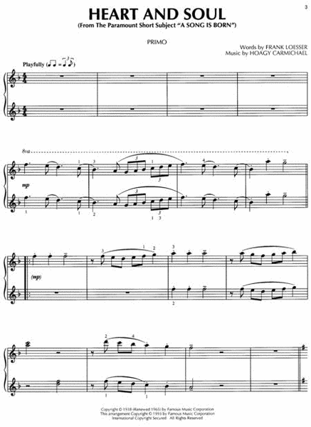 Heart and Soul by Hoagy Carmichael Piano Duet - Sheet Music