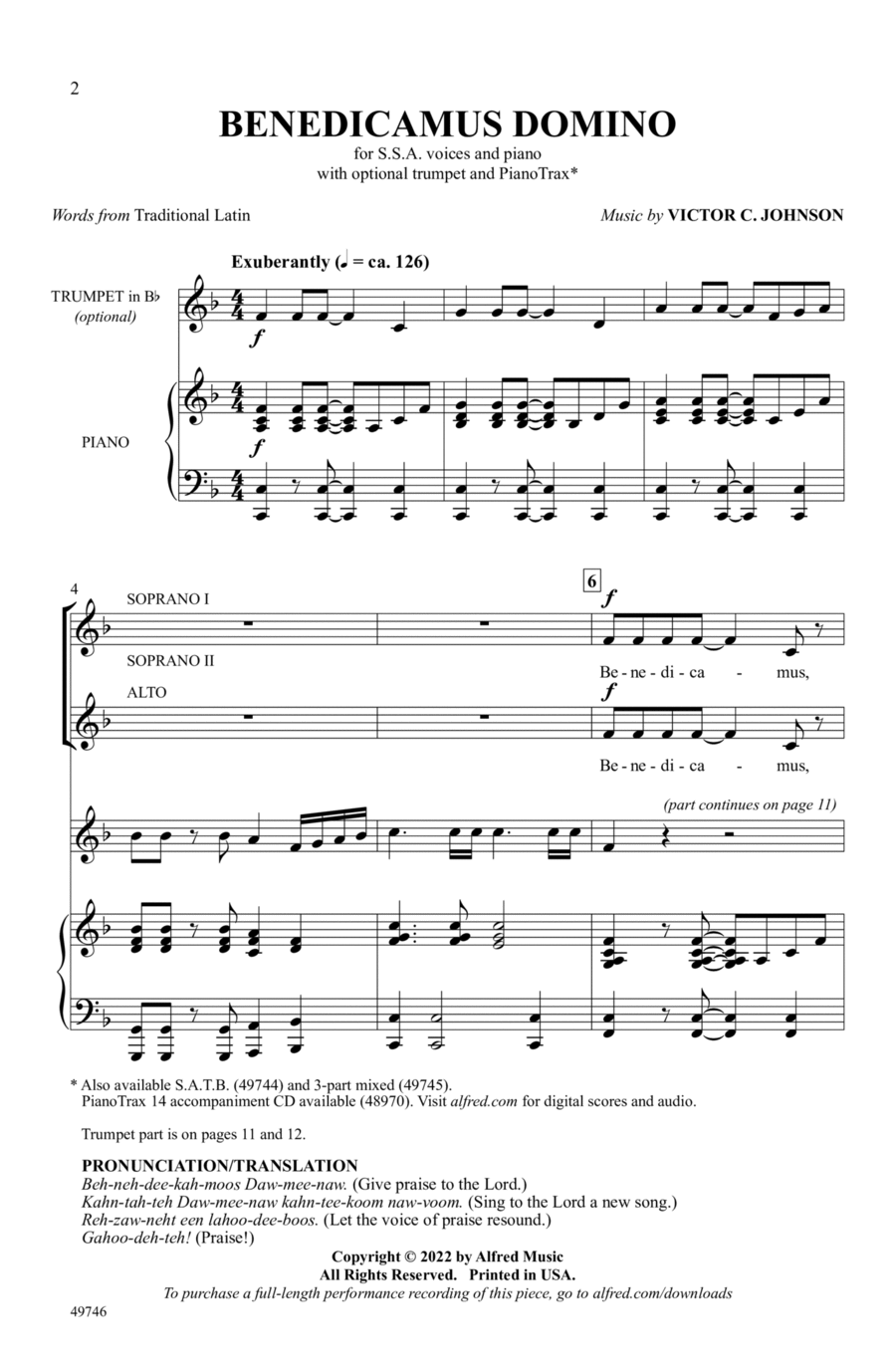 Benedicamus Domino Choir scores gallery preview page 1