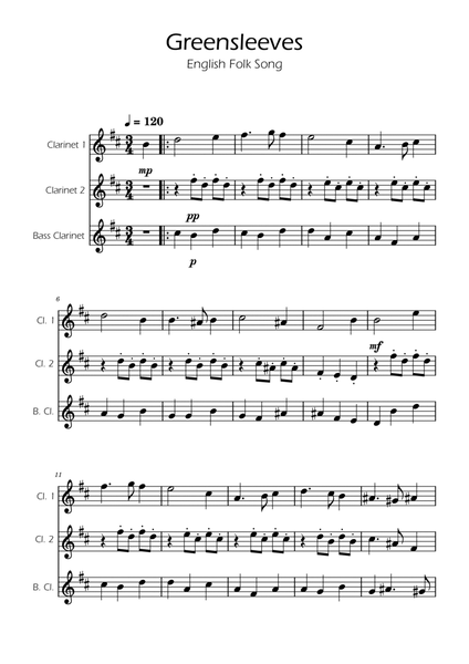 Greensleeves - Clarinet Trio image number null