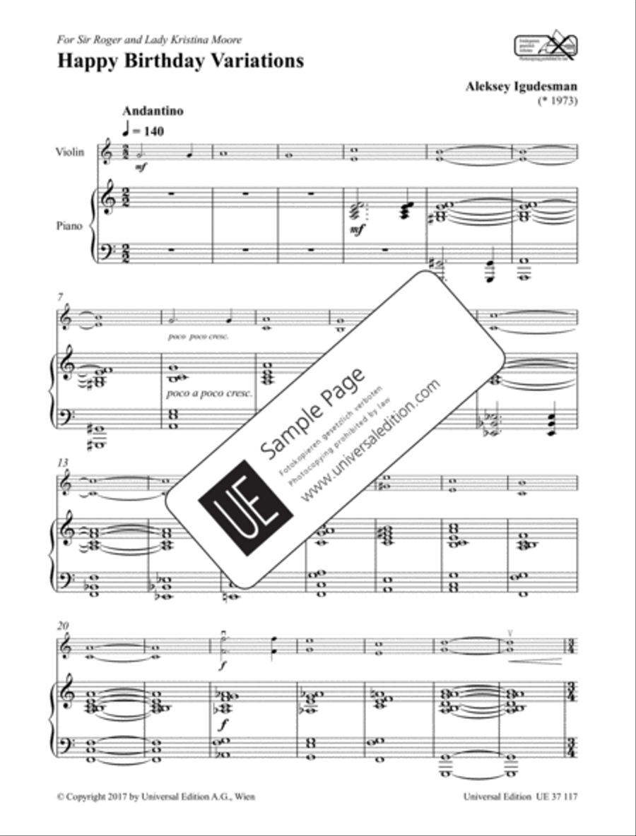 Happy Birthday Variations Chamber Music scores gallery preview page 2