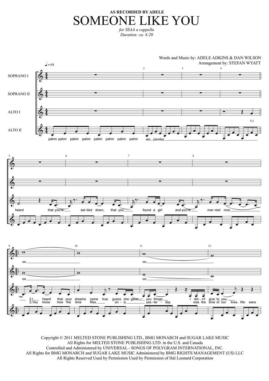 Someone Like You SSAA scores gallery preview page 1