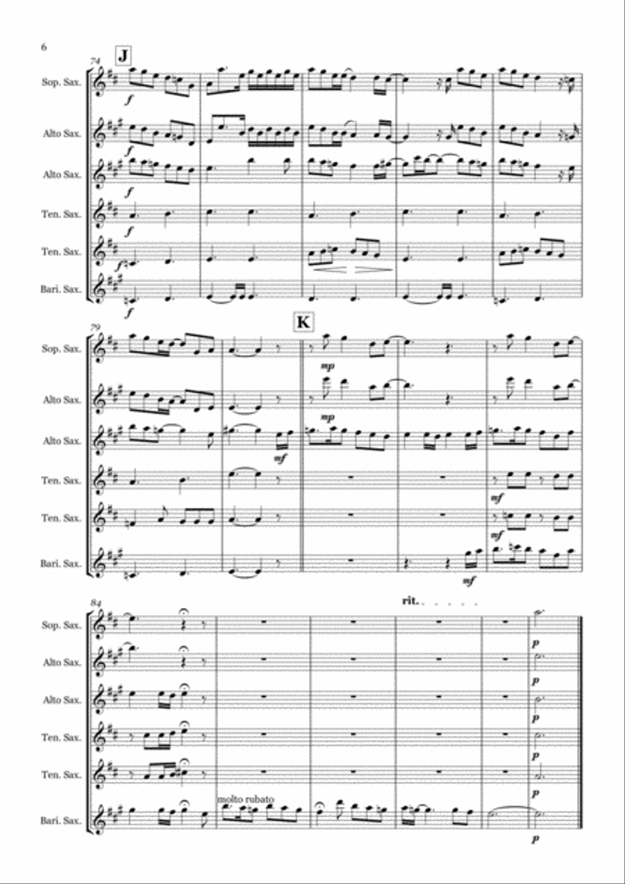 Kiss From A Rose Saxophone Quintet scores gallery preview page 6