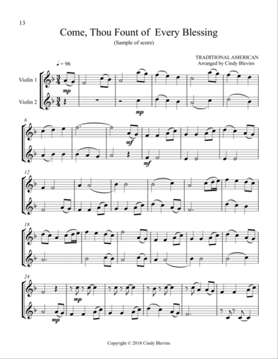 12 Favorite Hymns, Violin Duets String Duet scores gallery preview page 3