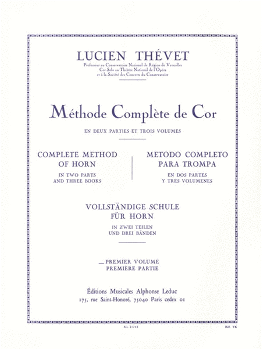 Lucien Thevet - Methode Complete De Cor, Vol. 1 Horn scores gallery preview page 1