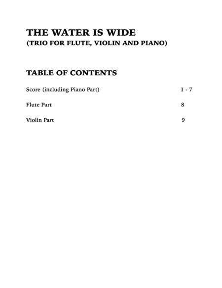 The Water is Wide (Trio for Flute, Violin and Piano) image number null