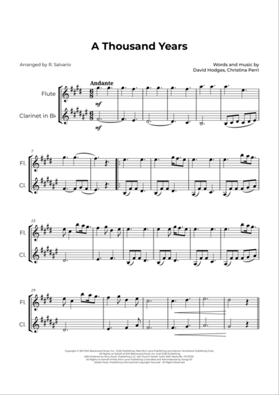 A Thousand Years A Thousand Years Woodwind Duet scores gallery preview page 2