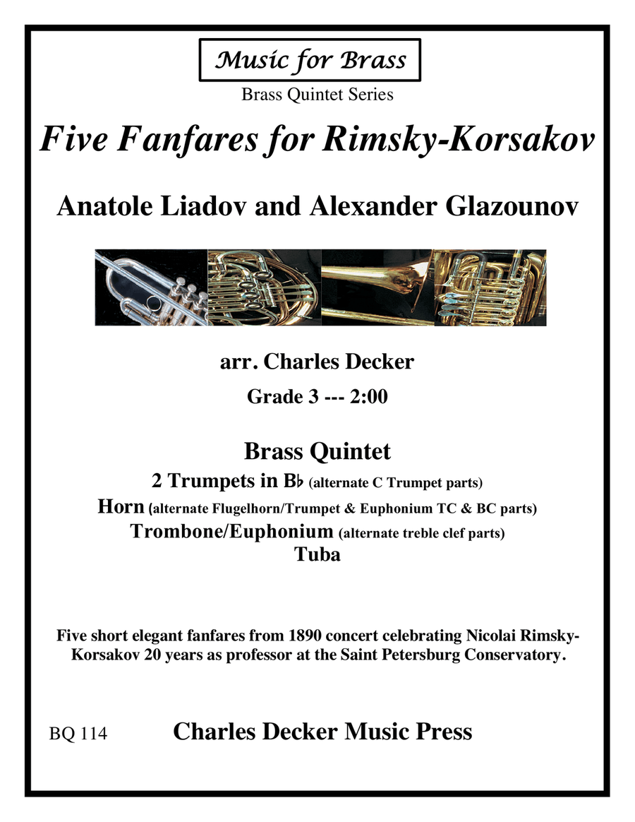 Five Fanfares for Rimsky-Korsakov for Brass Quintet Brass Quintet scores gallery preview page 1