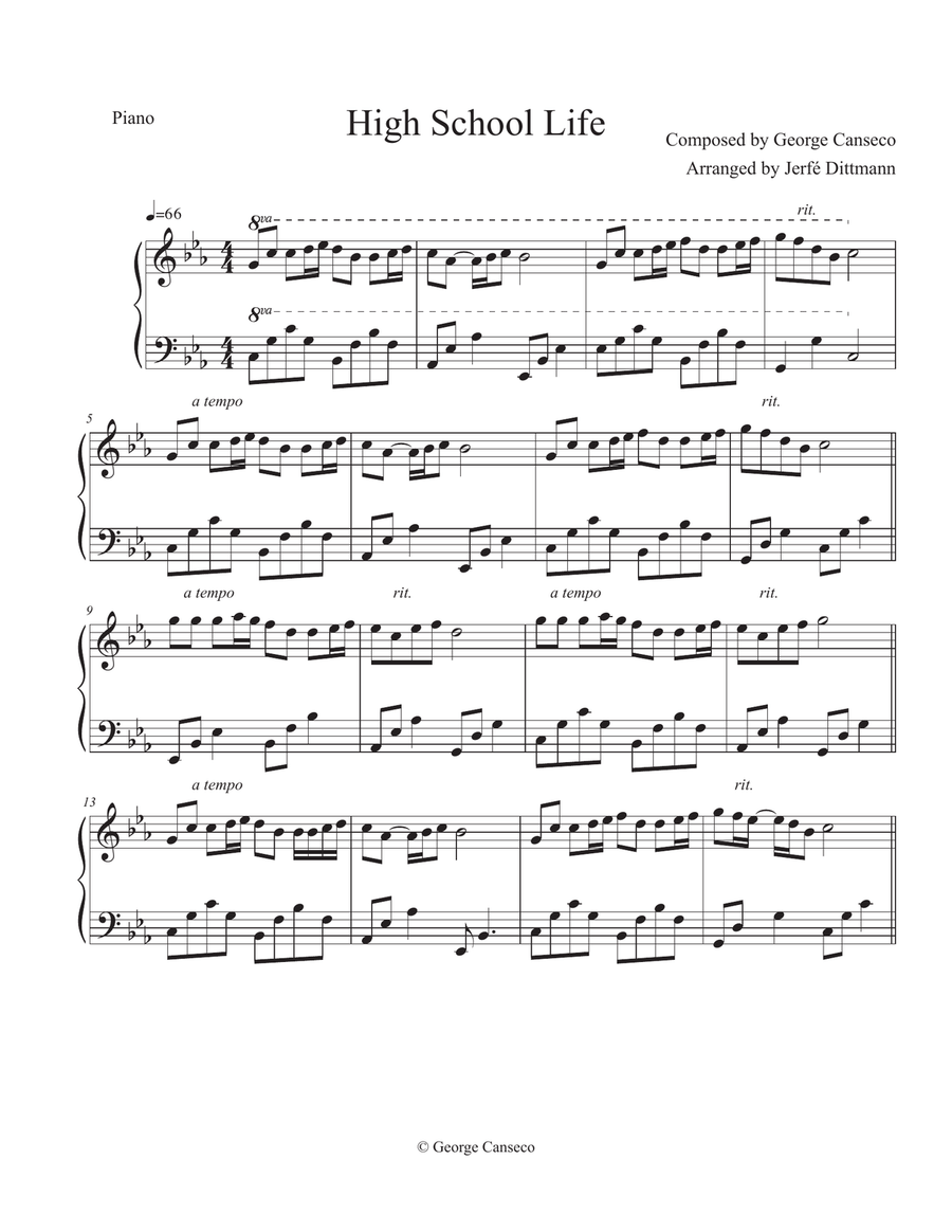 High School Life Piano Solo scores gallery preview page 1