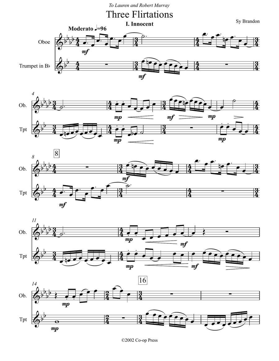 Three Flirtations for Oboe and Trumpet English Horn scores gallery preview page 1