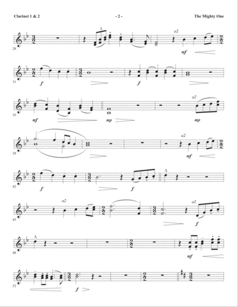 The Mighty One - Bb Clarinet 1 & 2 Choir scores gallery preview page 2