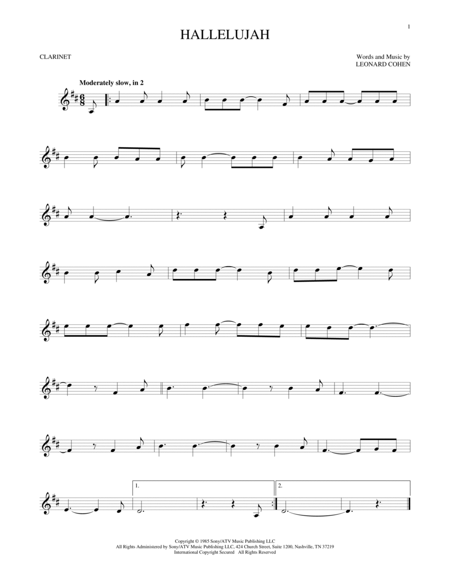 Hallelujah Hallelujah Clarinet Solo scores gallery preview page 1