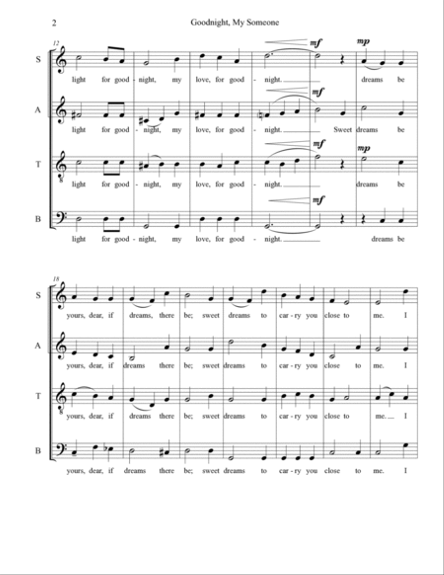 Goodnight, My Someone 4-Part scores gallery preview page 2