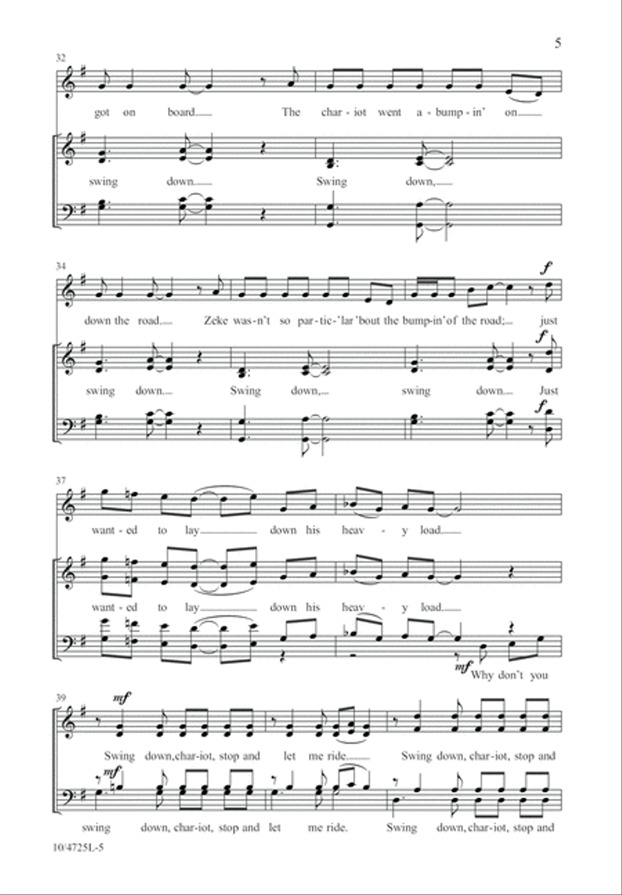Swing Down, Sweet Chariot 4-Part scores gallery preview page 5