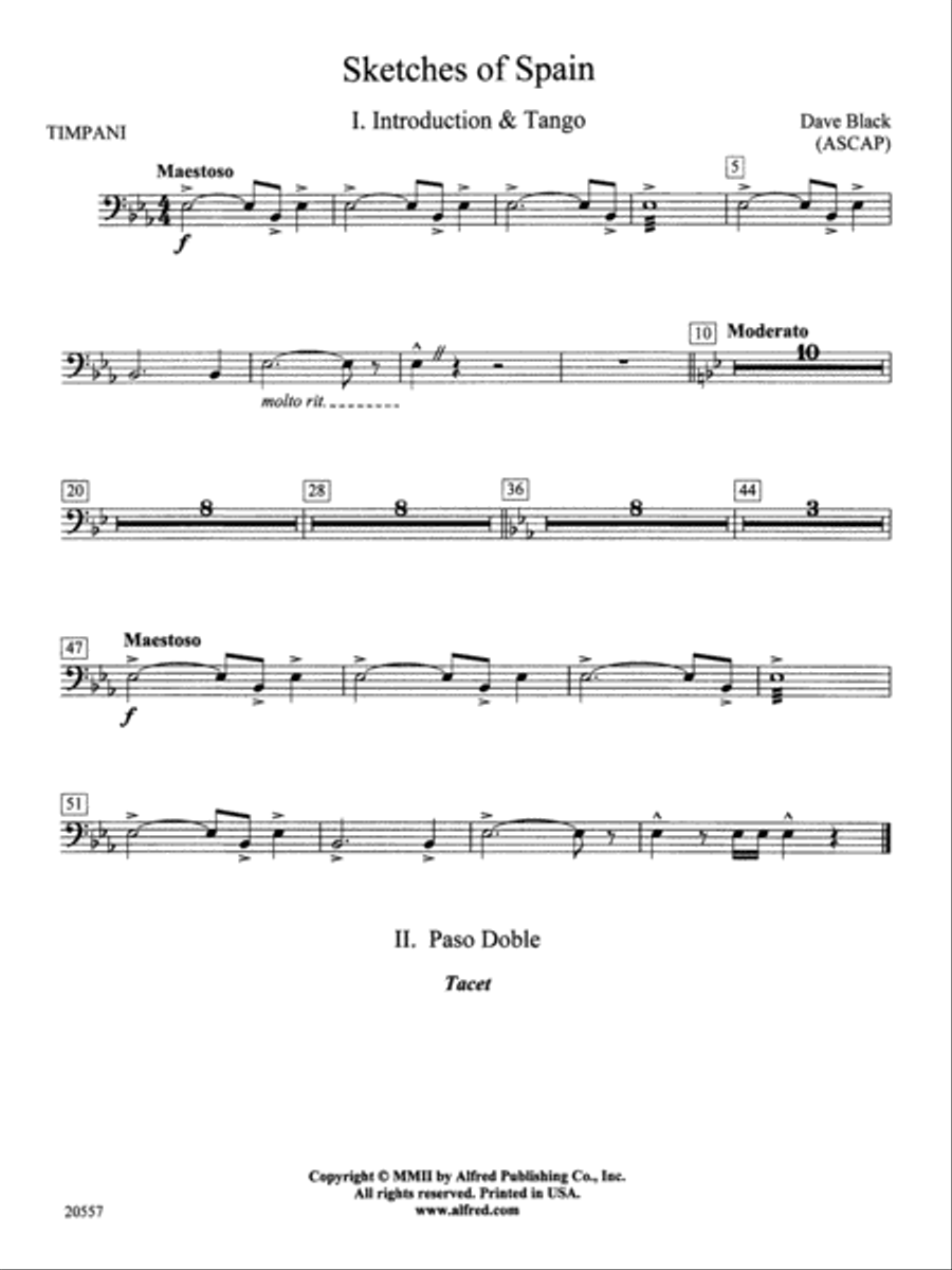 Sketches of Spain: Timpani Concert Band scores gallery preview page 1