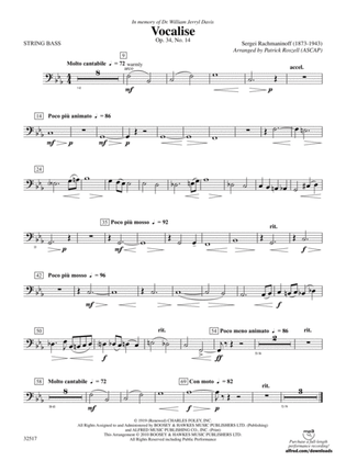 Vocalise, Op. 34, No. 14: (wp) String Bass