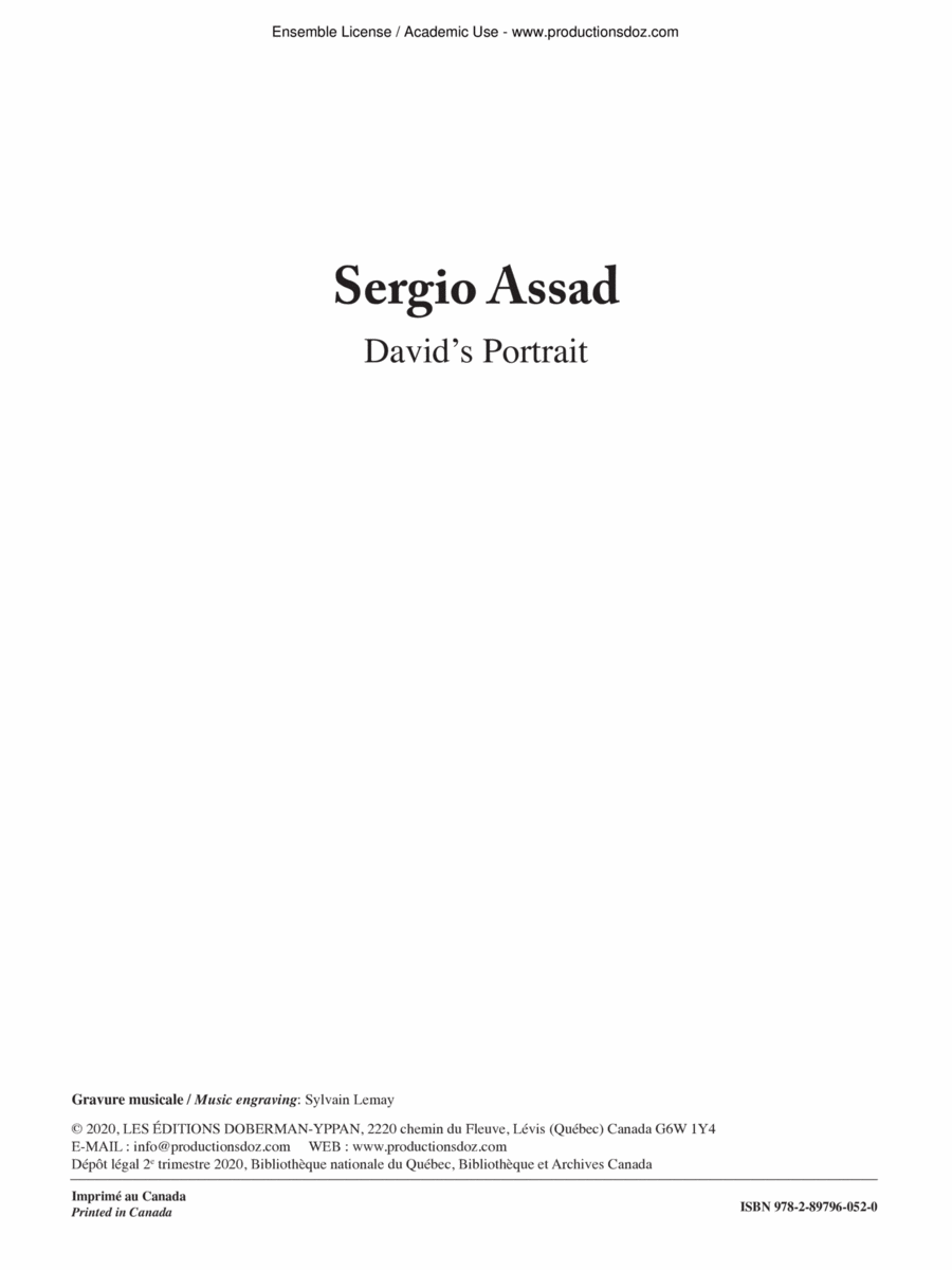David's Portrait David's Portrait Classical Guitar scores gallery preview page 1