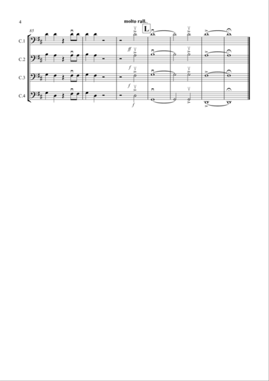 Hallelujah Chorus for Cello Quartet Choir scores gallery preview page 4