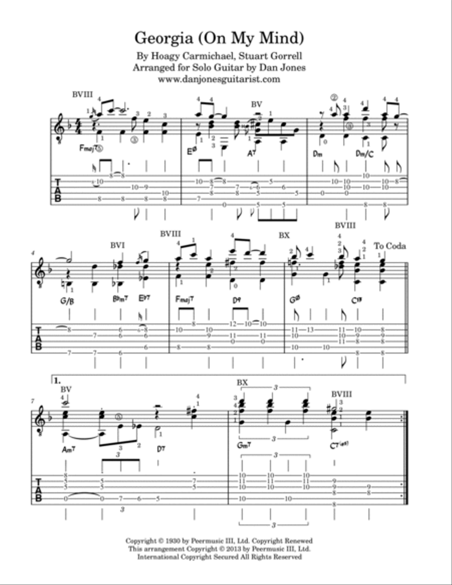 Georgia On My Mind Electric Guitar scores gallery preview page 2