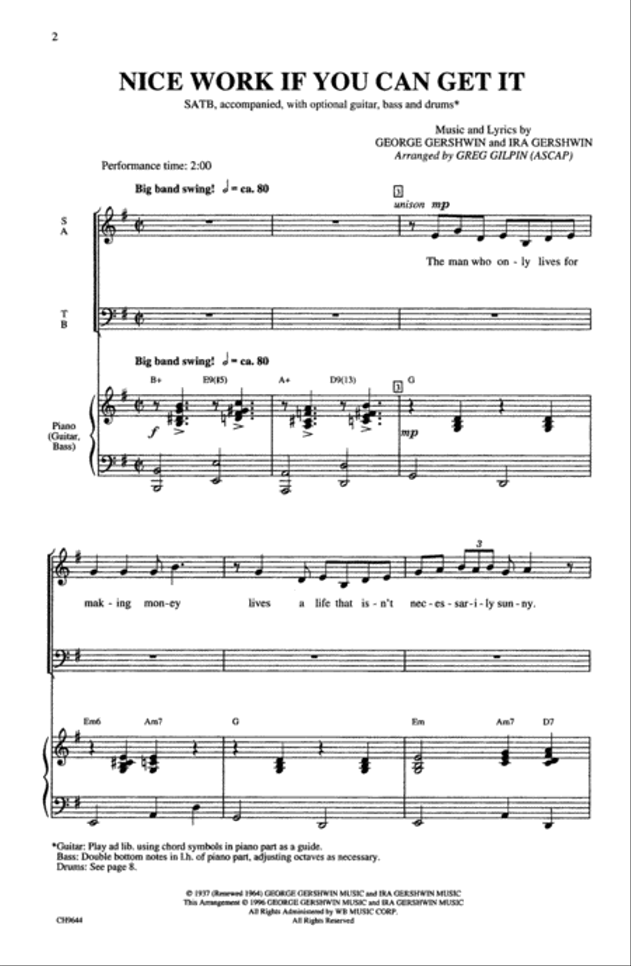 Nice Work If You Can Get It 4-Part scores gallery preview page 2