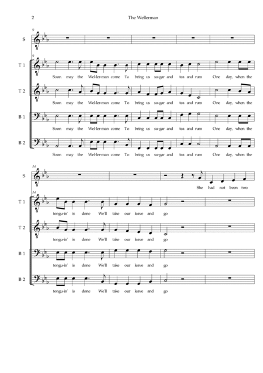 The Wellerman (TTBB+Solo) - Sea shanty arranged for men's choir (as performed by Die Blowboys) TTBB scores gallery preview page 3