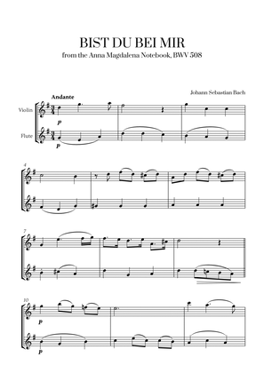 Johann Sebastian Bach - Bist du bei Mir (BWV 508) (G major) (for Violin and Flute)