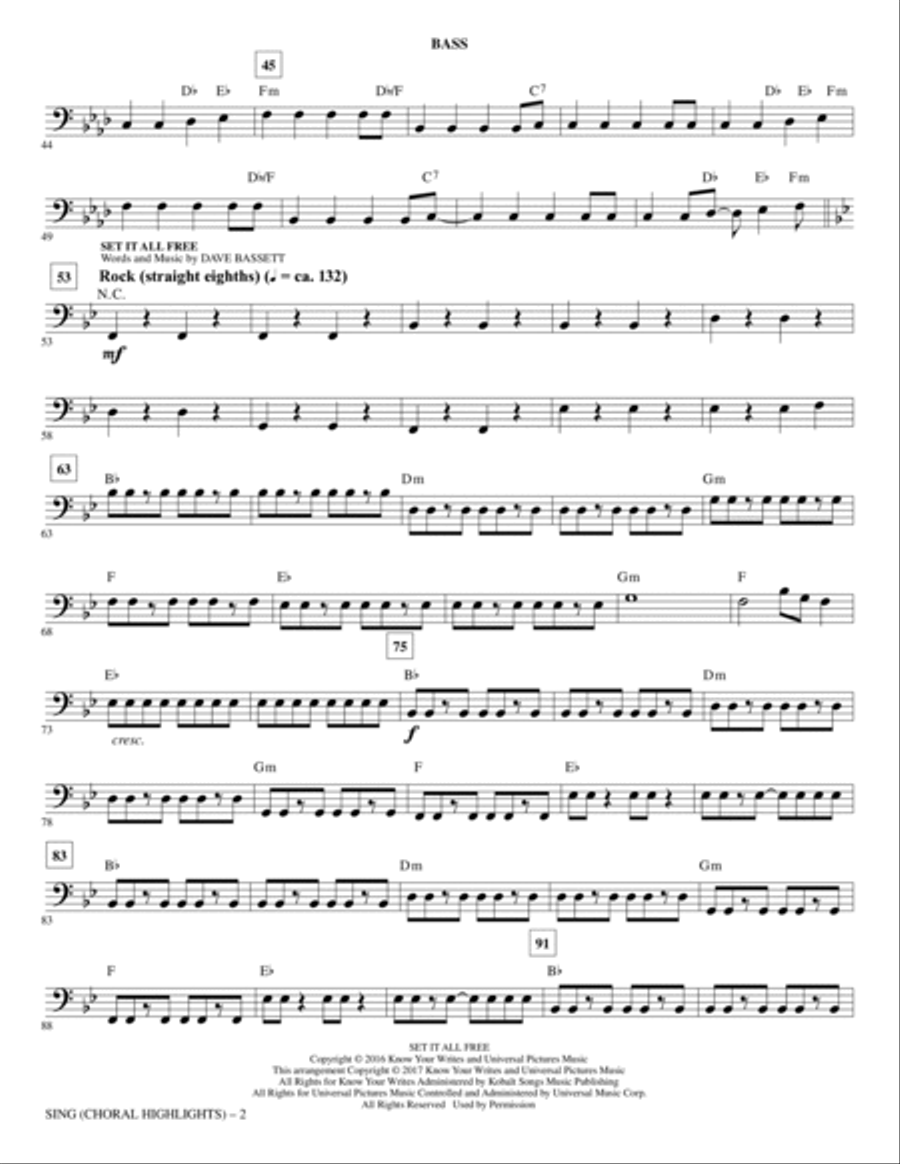 Sing (Choral Highlights) - Bass Choir scores gallery preview page 2