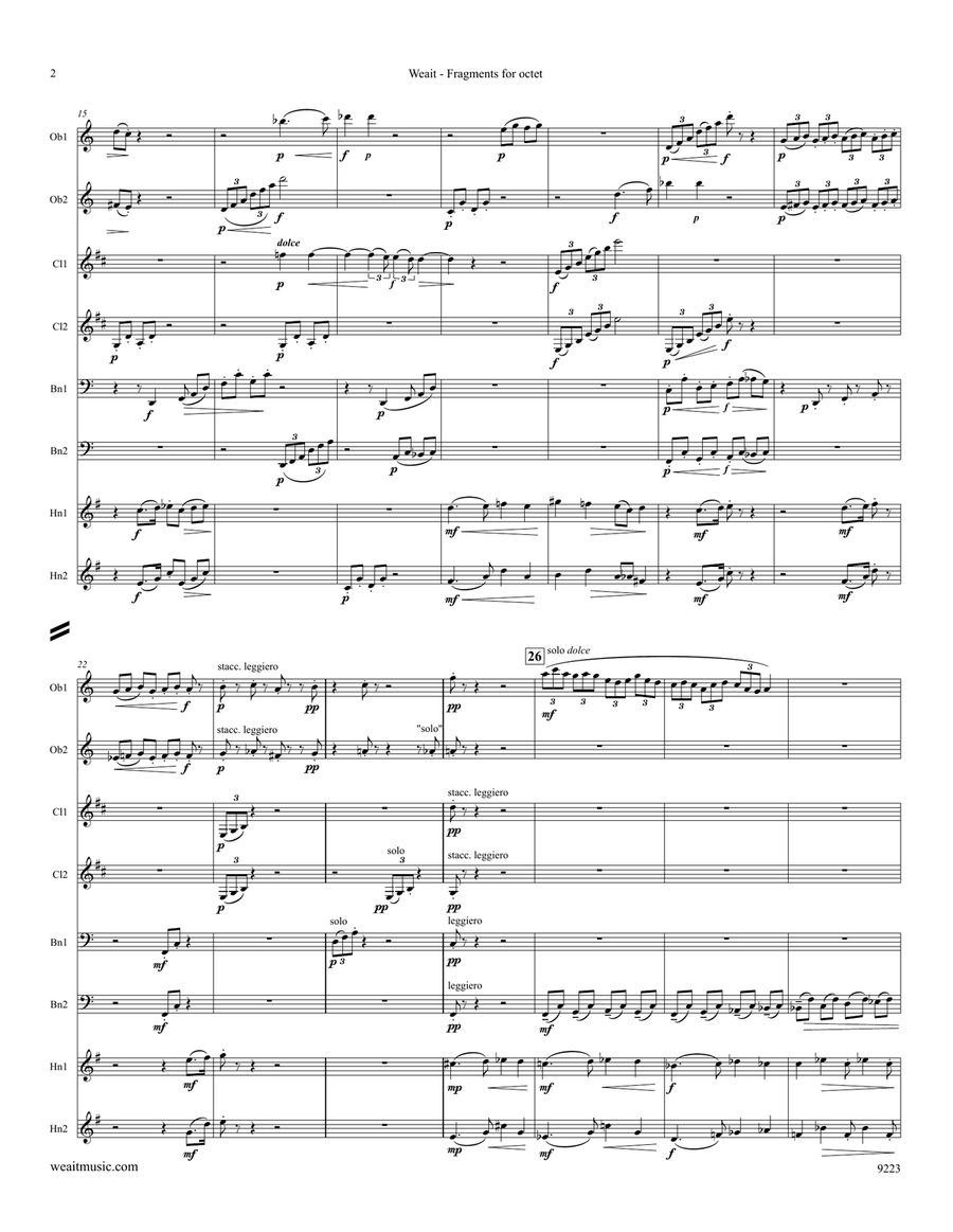 Fragments for wind octet (3’50) Large Ensemble scores gallery preview page 2