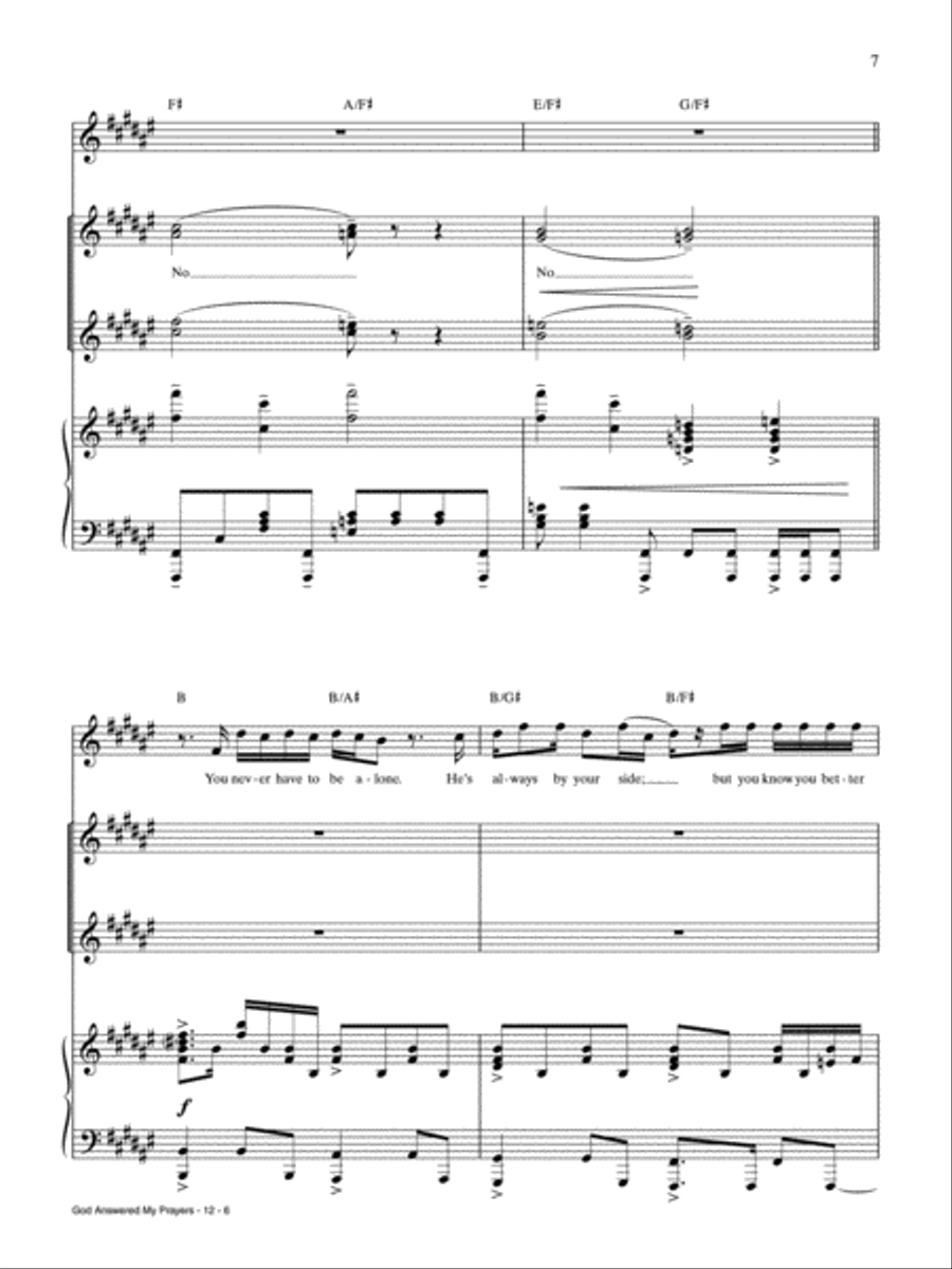 God Answered My Prayers Piano, Vocal, Guitar scores gallery preview page 6