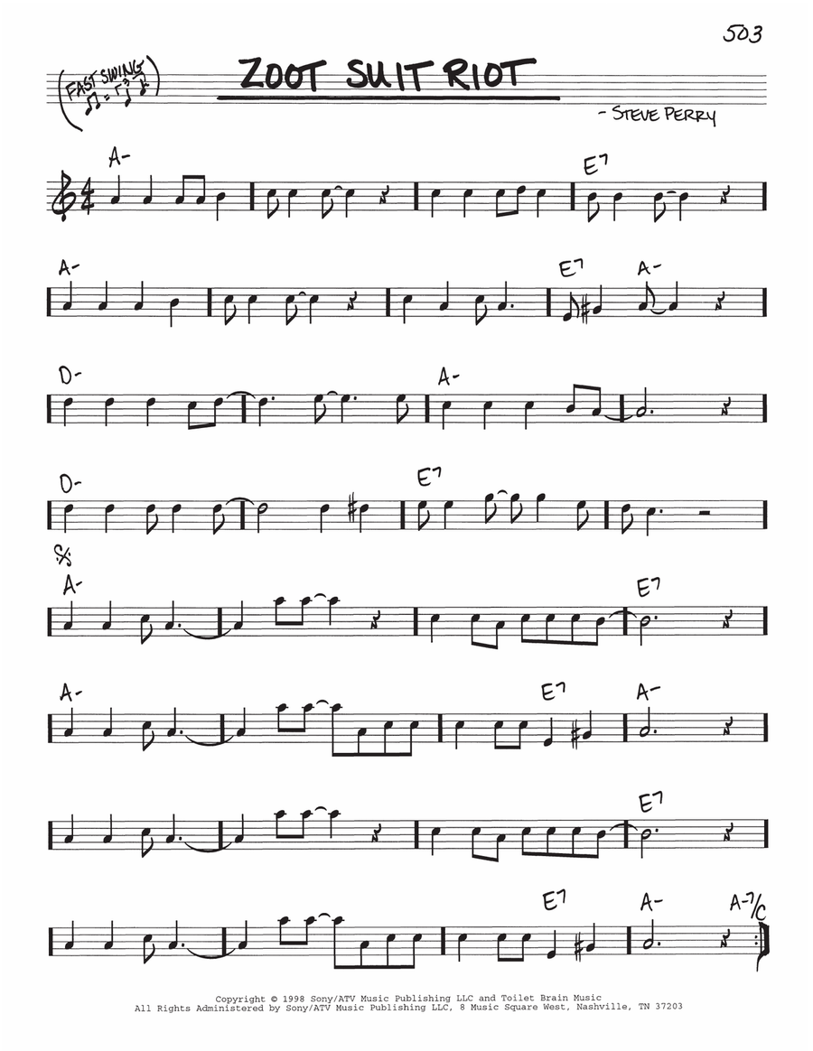 Zoot Suit Riot Piano scores gallery preview page 1