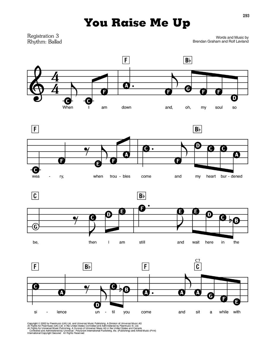 You Raise Me Up Electronic Keyboard scores gallery preview page 1