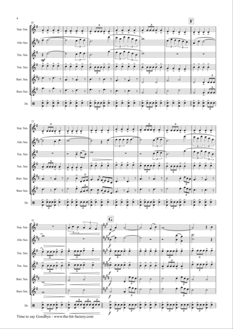 Time To Say Goodbye Woodwind Quintet scores gallery preview page 4