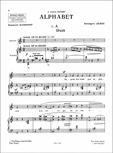 Alphabet Chant-Piano (7 Quatrains De Raymond