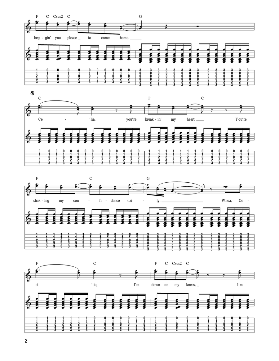Cecilia Acoustic Guitar scores gallery preview page 2