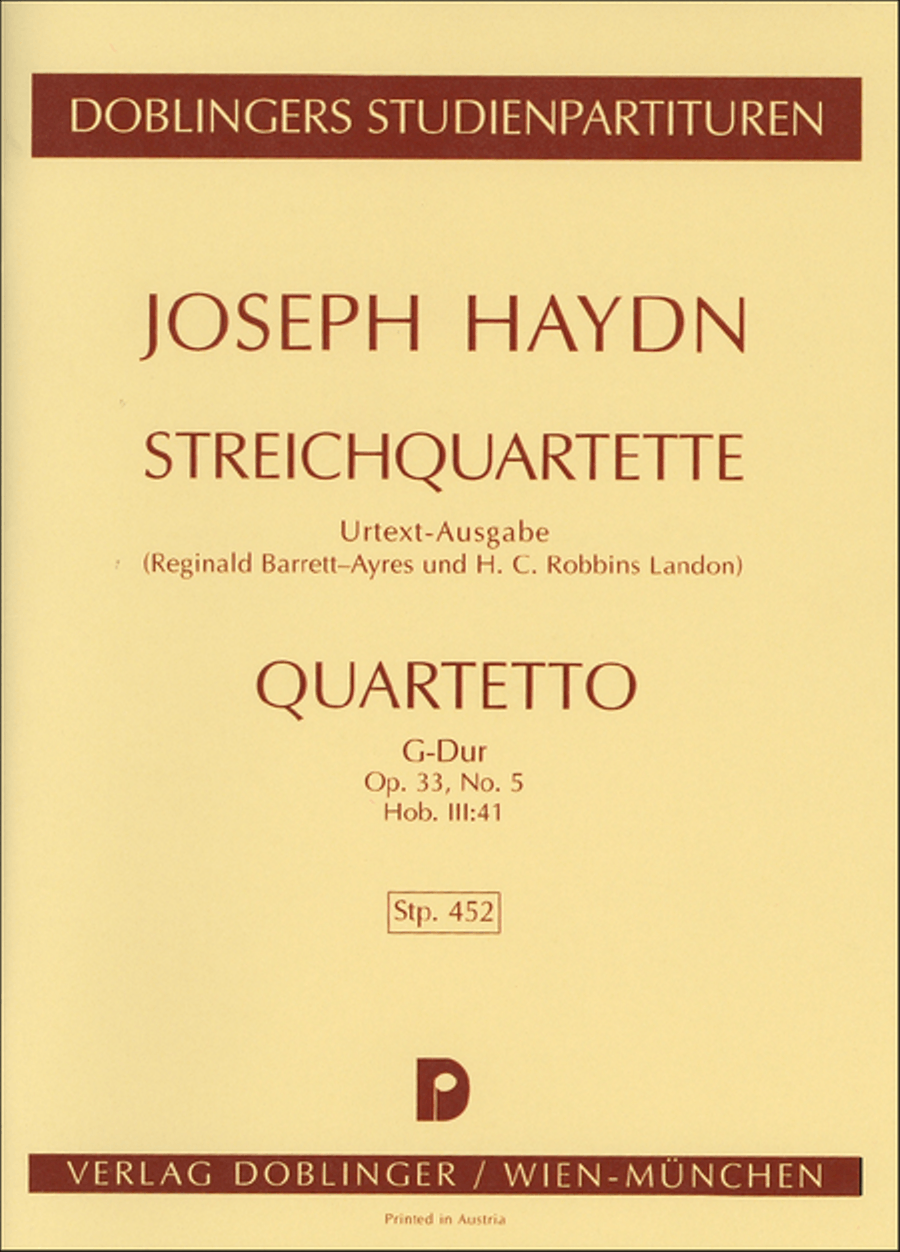 Streichquartett G-Dur op. 33 / 5 String Quartet scores gallery preview page 1