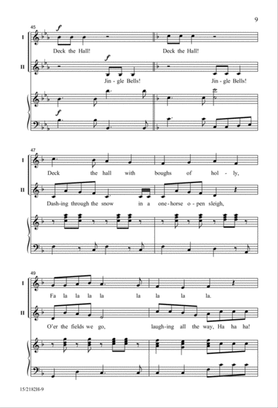 Deck the Hall with Jingle Bells 2-Part scores gallery preview page 9